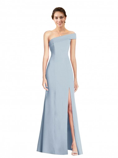 Light Sky Blue Stretch Crepe Off the Shoulder Long Sleeveless Formal Evening Gown / Prom Dress / Bridesmaid Dress Southampton