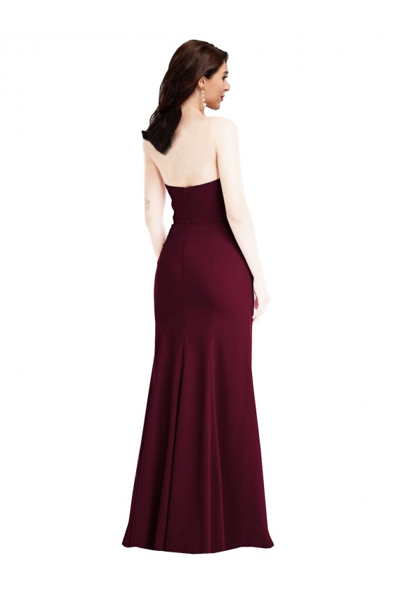 Burgundy Gold Stretch Crepe Strapless Long Sleeveless Semi Formal Evening Dress / Prom Dress / Bridesmaid Dress Southampton