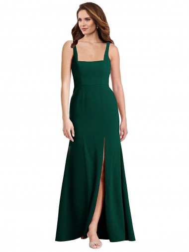 Stretch Crepe Square Neck Long Sleeveless Semi Formal Evening Dress / Prom Dress / Bridesmaid Dress Southampton
