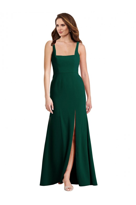Stretch Crepe Square Neck Long Sleeveless Semi Formal Evening Dress / Prom Dress / Bridesmaid Dress Southampton