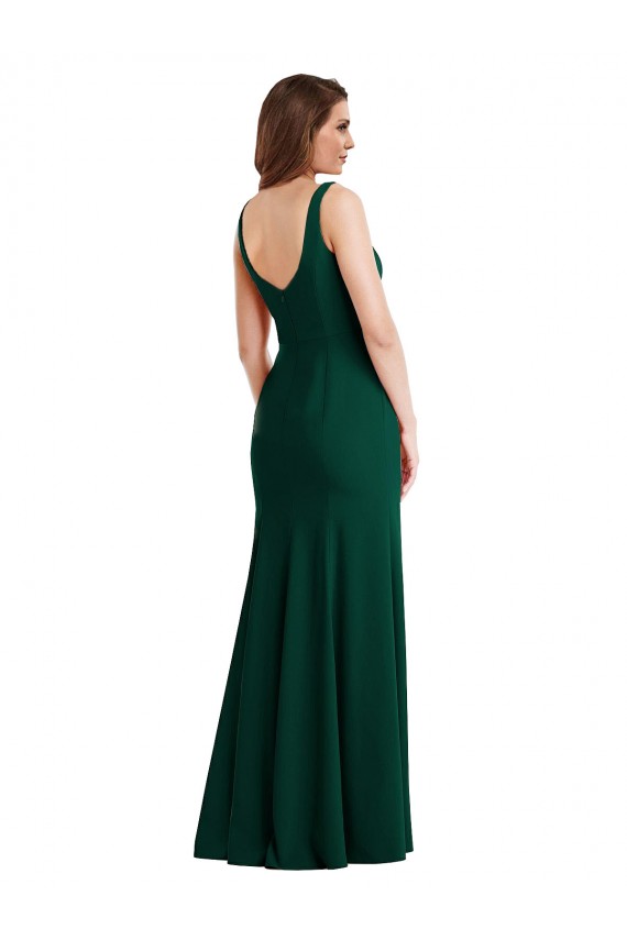 Stretch Crepe Square Neck Long Sleeveless Semi Formal Evening Dress / Prom Dress / Bridesmaid Dress Southampton