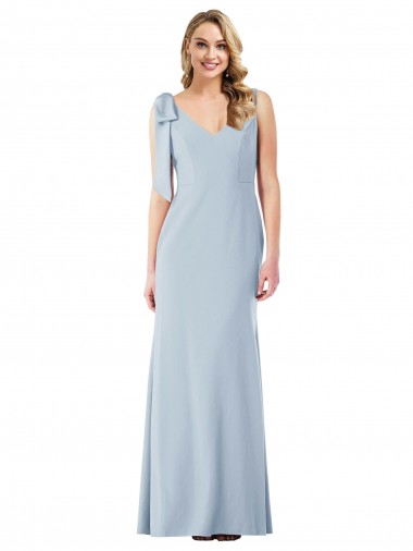 V-Back Stretch Crepe V-Neck Long Sleeveless Semi Formal Evening Dress / Prom Dress / Bridesmaid Dress Southampton