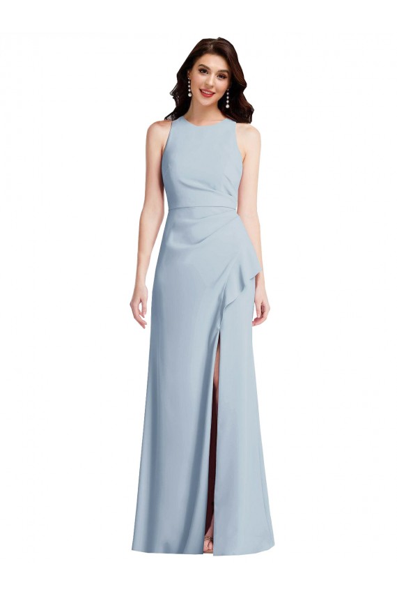 Stretch Crepe Halter Neck Long Sleeveless Formal Dress / Bridesmaid Dress Southampton
