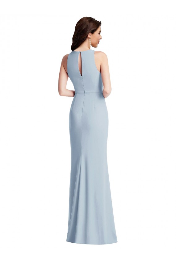 Stretch Crepe Halter Neck Long Sleeveless Formal Dress / Bridesmaid Dress Southampton