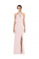 Low Back Stretch Crepe Halter Neck Long Sleeveless Formal Evening Gown / Prom Dress / Bridesmaid Dress Southampton
