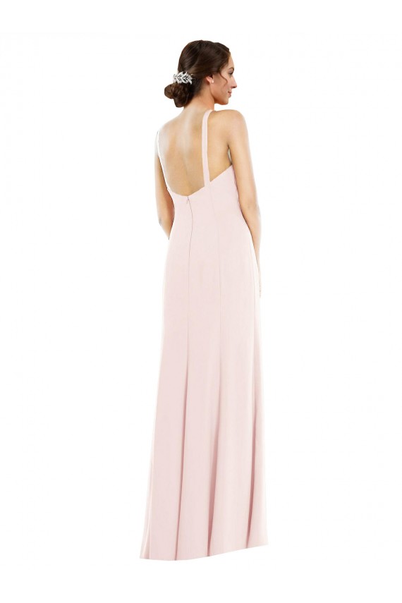Low Back Stretch Crepe Halter Neck Long Sleeveless Formal Evening Gown / Prom Dress / Bridesmaid Dress Southampton