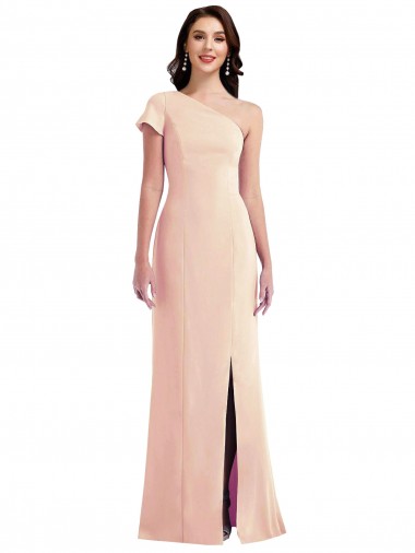 Stretch Crepe One Shoulder Long Cap Sleeves Formal Evening Gown / Prom Dress / Bridesmaid Dress Southampton