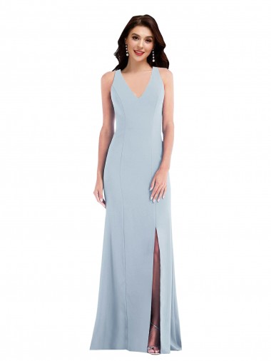 Open Back Stretch Crepe V-Neck Long Sleeveless Evening Dress / Bridesmaid Dress Southampton
