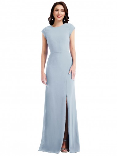 Open Back Stretch Crepe Long Cap Sleeves Formal Evening Gown / Prom Dress / Bridesmaid Dress Southampton