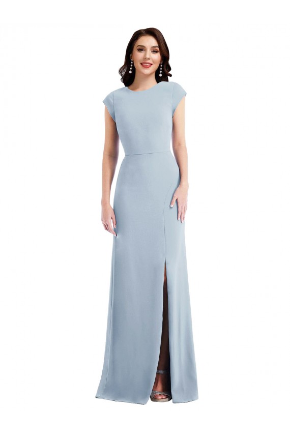 Open Back Stretch Crepe Long Cap Sleeves Formal Evening Gown / Prom Dress / Bridesmaid Dress Southampton