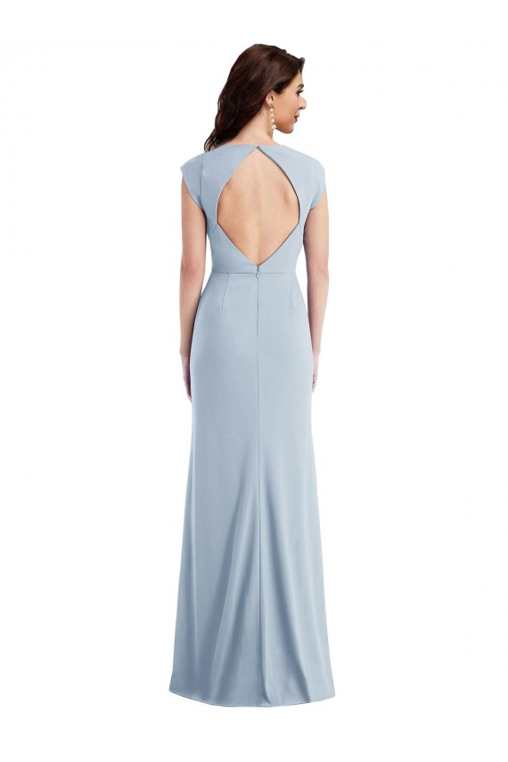Open Back Stretch Crepe Long Cap Sleeves Formal Evening Gown / Prom Dress / Bridesmaid Dress Southampton