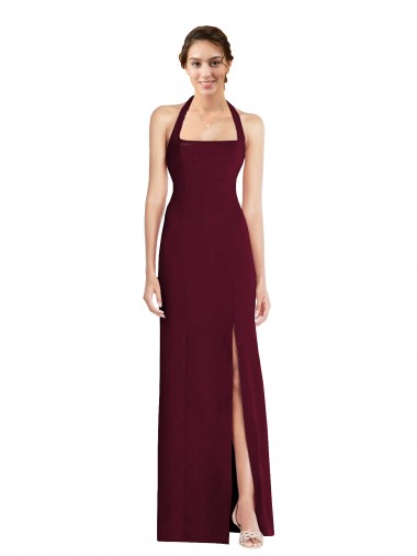 Open Back Stretch Crepe Halter Neck Long Sleeveless Semi Formal Evening Dress / Prom Dress / Bridesmaid Dress Southampton