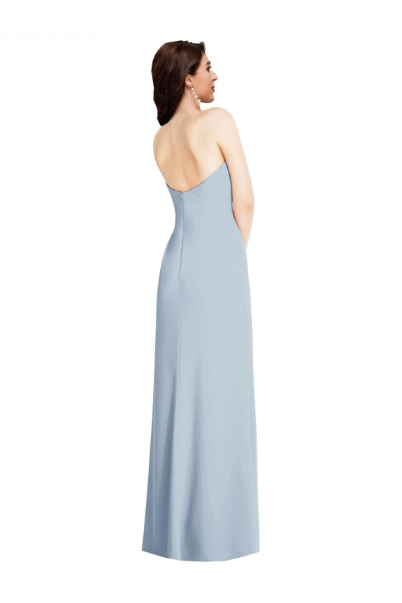 Low Back Light Sky Blue Stretch Crepe Strapless Long Sleeveless Formal Evening Gown / Prom Dress / Bridesmaid Dress Southampton