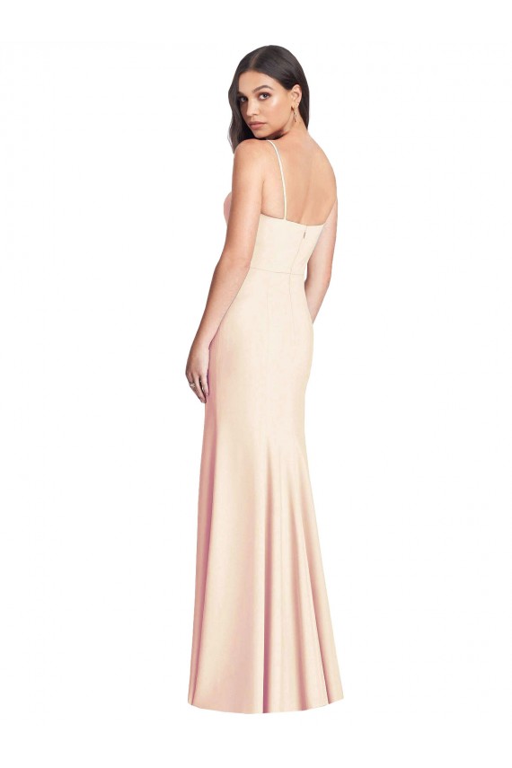 Stretch Crepe Spaghetti Straps Long Sleeveless Semi Formal Evening Dress / Prom Dress / Bridesmaid Dress Southampton