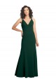 V-Back Midnight Green Stretch Crepe V-Neck Long Sleeveless Formal Dress / Bridesmaid Dress Southampton