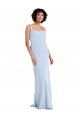 Light Sky Blue Stretch Crepe Square Neck Long Sleeveless Prom Dress / Bridesmaid Dress Southampton