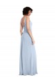 Light Sky Blue Stretch Crepe Square Neck Long Sleeveless Prom Dress / Bridesmaid Dress Southampton