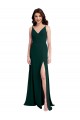 V-Back Midnight Green Stretch Crepe V-Neck Long Sleeveless Formal Evening Gown / Prom Dress / Bridesmaid Dress Southampton