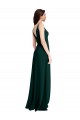 V-Back Midnight Green Stretch Crepe V-Neck Long Sleeveless Formal Evening Gown / Prom Dress / Bridesmaid Dress Southampton