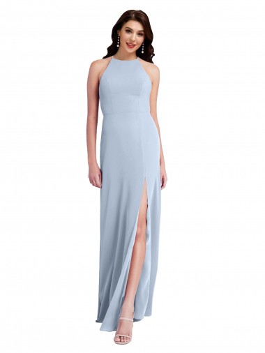 Open Back Sheath Stretch Crepe Halter Neck Long Sleeveless Formal Evening Gown / Prom Dress / Bridesmaid Dress Southampton