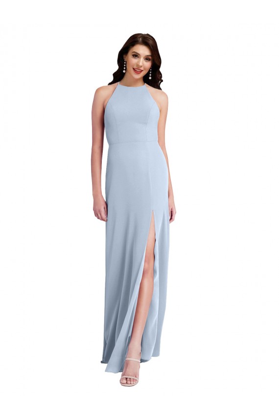 Open Back Sheath Stretch Crepe Halter Neck Long Sleeveless Formal Evening Gown / Prom Dress / Bridesmaid Dress Southampton