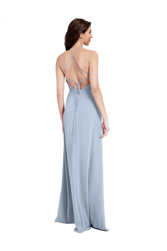 Open Back Sheath Stretch Crepe Halter Neck Long Sleeveless Formal Evening Gown / Prom Dress / Bridesmaid Dress Southampton