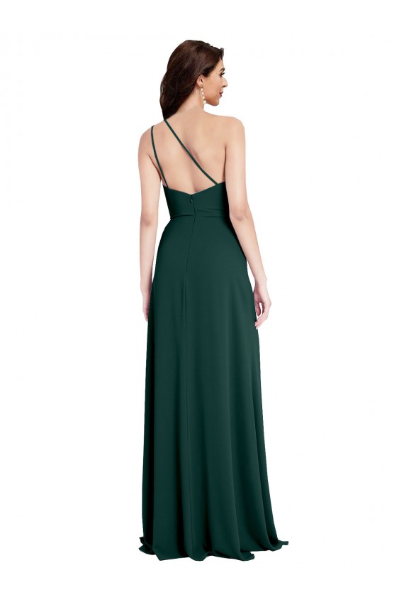 Open Back Stretch Crepe One Shoulder Long Sleeveless Formal Evening Gown / Prom Dress / Bridesmaid Dress Southampton