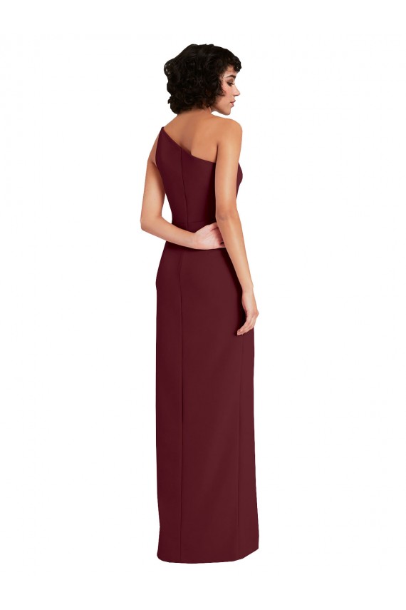 Burgundy Gold Stretch Crepe One Shoulder Long Sleeveless Formal Evening Gown / Prom Dress / Bridesmaid Dress Southampton
