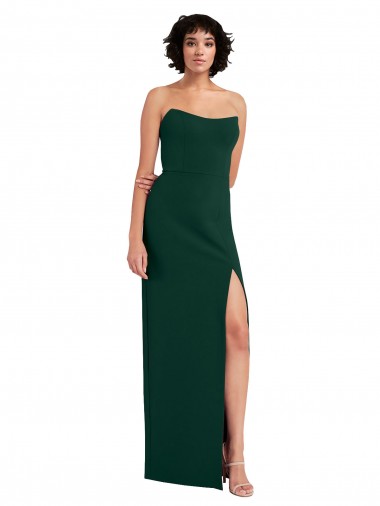 Low Back Midnight Green Stretch Crepe Scoop Neck Long Sleeveless Formal Evening Gown / Prom Dress / Bridesmaid Dress Southampton