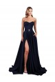 Low Back Dark Navy Stretch Crepe Sweetheart Long Sleeveless Formal Dress / Bridesmaid Dress Southampton