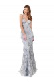 Open Back Silver Stretch Crepe & Sequin Tulle V-Neck Long Sleeveless Formal Evening Gown / Prom Dress / Bridesmaid Dress Southampton