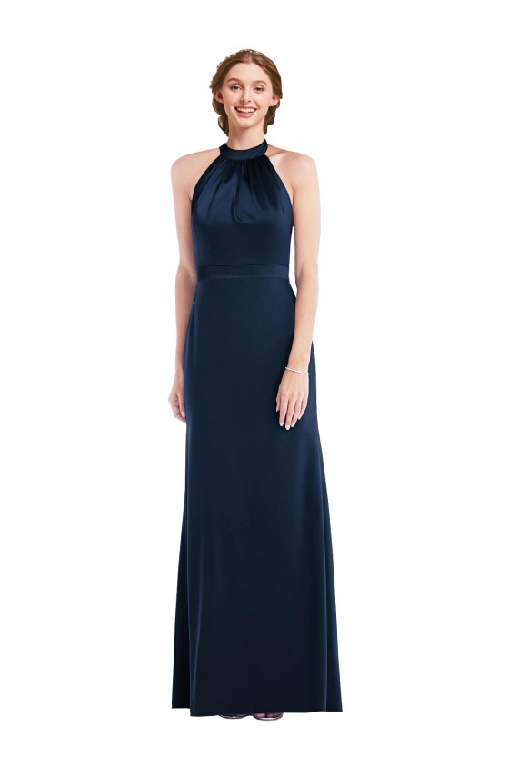 Open Back Stretch Crepe High Neck Long Sleeveless Semi Formal Evening Dress / Prom Dress / Bridesmaid Dress Southampton