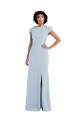 Keyhole Back Stretch Crepe Jewel Neck Long Cap Sleeves Semi Formal Evening Dress / Bridesmaid Dress Southampton