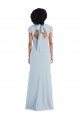 Keyhole Back Stretch Crepe Jewel Neck Long Cap Sleeves Semi Formal Evening Dress / Bridesmaid Dress Southampton