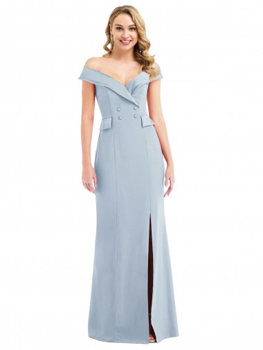 Stretch Crepe Off the Shoulder Long Sleeveless Semi Formal Evening Dress / Prom Dress / Bridesmaid Dress Southampton