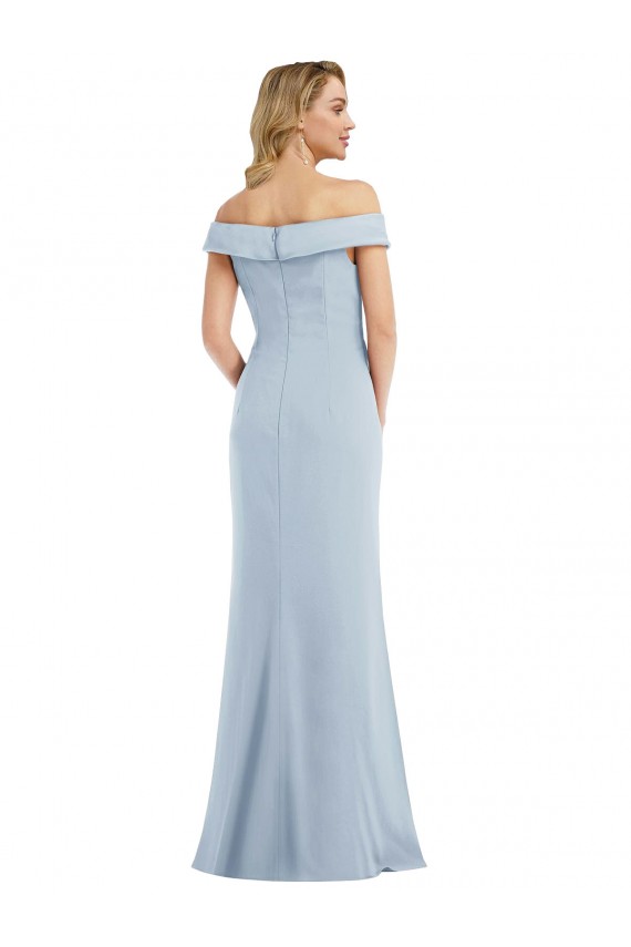 Stretch Crepe Off the Shoulder Long Sleeveless Semi Formal Evening Dress / Prom Dress / Bridesmaid Dress Southampton