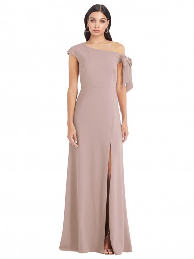 Dusty Pink Stretch Crepe Off the Shoulder Long Sleeveless Formal Evening Gown / Prom Dress / Bridesmaid Dress Southampton