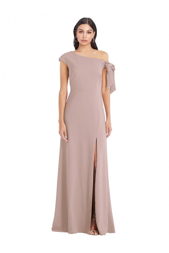 Dusty Pink Stretch Crepe Off the Shoulder Long Sleeveless Formal Evening Gown / Prom Dress / Bridesmaid Dress Southampton
