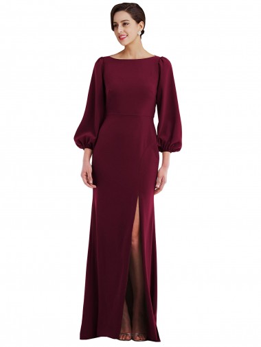 Open Back Stretch Crepe Bateau Neck Long Long Sleeves Formal Evening Gown / Prom Dress / Bridesmaid Dress Southampton