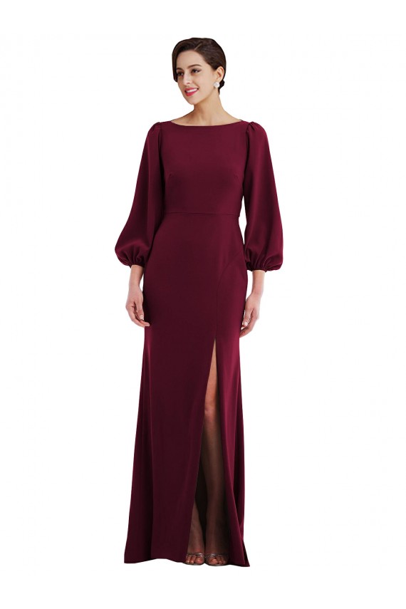 Open Back Stretch Crepe Bateau Neck Long Long Sleeves Formal Evening Gown / Prom Dress / Bridesmaid Dress Southampton