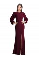 Open Back Stretch Crepe Bateau Neck Long Puff Sleeves Formal Dress / Bridesmaid Dress Southampton