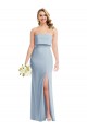 Low Back Light Sky Blue Stretch Crepe Strapless Long Sleeveless Semi Formal Evening Dress / Prom Dress / Bridesmaid Dress Southampton