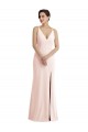 V-Back Pink Stretch Crepe V-Neck Long Sleeveless Formal Evening Gown / Prom Dress / Bridesmaid Dress Southampton