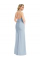 Open Back Light Sky Blue Stretch Crepe Halter Neck Long Sleeveless Bridesmaid Dress / Evening Dress Southampton