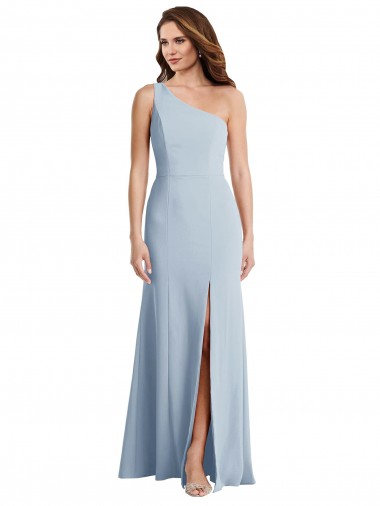 Light Sky Blue Stretch Crepe One Shoulder Long Sleeveless Formal Evening Gown / Prom Dress / Bridesmaid Dress Southampton