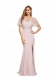 V-Back Stretch Crepe & Tulle One Shoulder Short Sleeves Long Formal Evening Gown / Prom Dress / Bridesmaid Dress Southampton