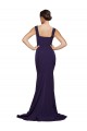 Dark Navy Stretch Crepe Square Neck Sweep Train Sleeveless Semi Formal Evening Dress / Prom Dress / Bridesmaid Dress Southampton