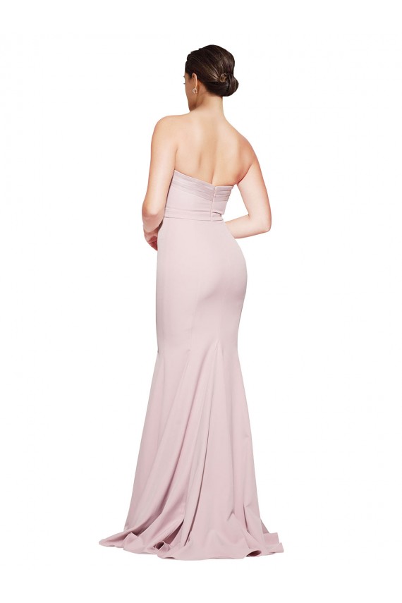 Low Back Stretch Crepe Strapless Sweep Train Sleeveless Formal Evening Gown / Prom Dress / Bridesmaid Dress Southampton