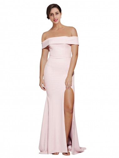 Low Back Stretch Crepe Square Neck Sweep Train Sleeveless Formal Evening Gown / Prom Dress / Bridesmaid Dress Southampton