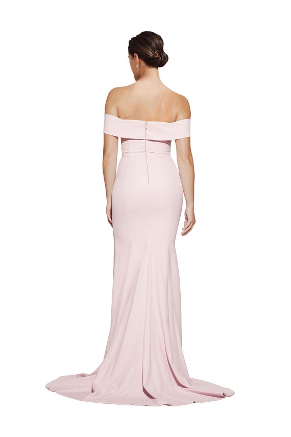 Low Back Stretch Crepe Square Neck Sweep Train Sleeveless Formal Evening Gown / Prom Dress / Bridesmaid Dress Southampton